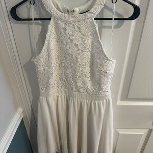 Lulu’s White Halter Mixed Media Skater Dress